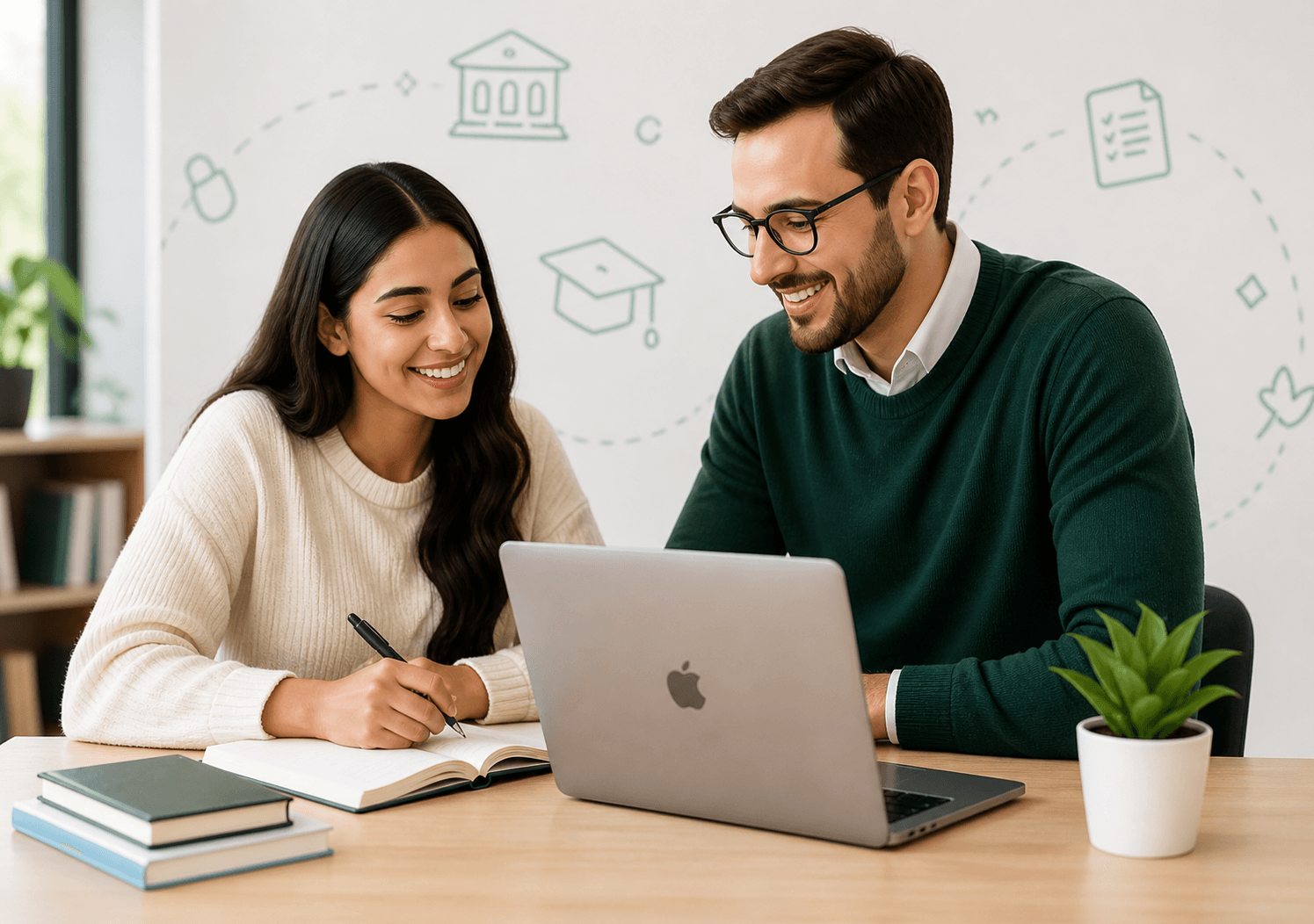 Student and advisor working together